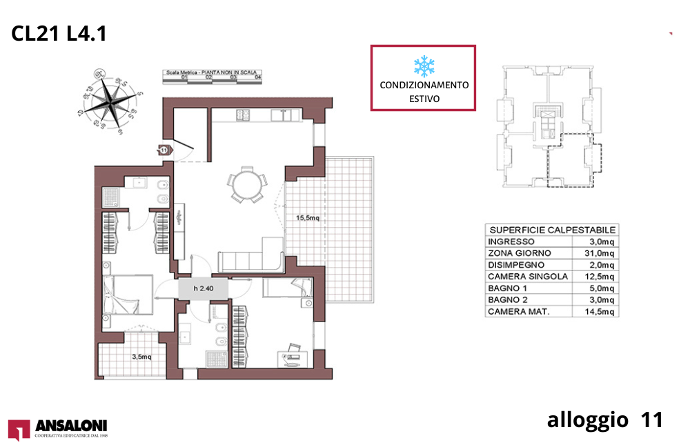 Calderara di Reno appartamento 11 – Lotto 4.1 -Via della Mimosa – CL 21