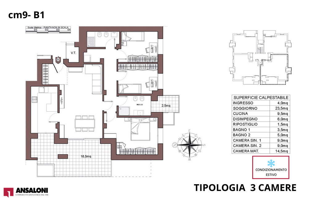 Castel Maggiore  –  appartamento 3 CAMERE – B1  –  CAMPI DA TENNIS – CM9