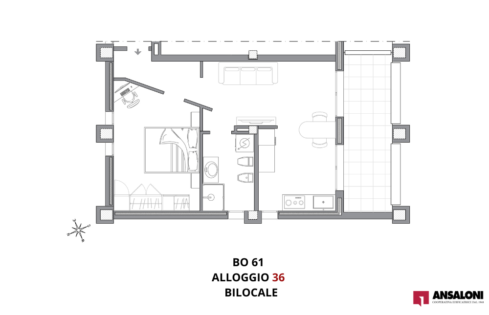 BOLOGNA – APPARTAMENTO 36 – BILOCALE – Via Della Salute – BO61